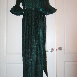 Stunning Emerald Green Beaded Nigerian Couture Lace Gown
